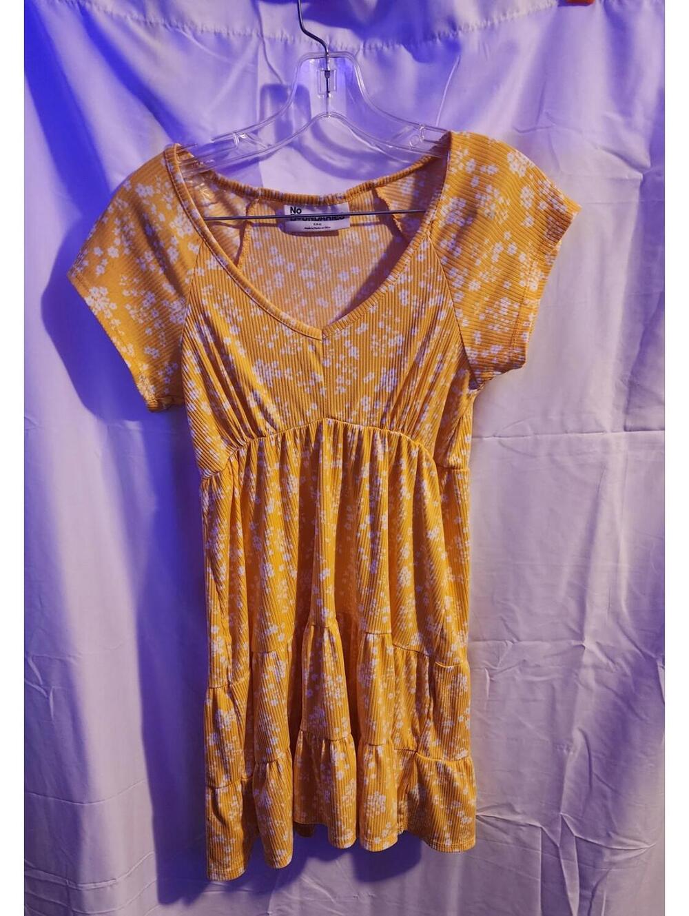 Vintage No Boundaries Mini Dress. Yellow With White Detailing. Size SMALL